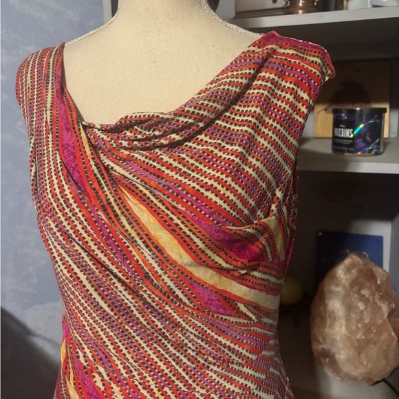 Ralph Lauren Red and Orange Striped Midi Dress size 6 - Picture 3 of 13